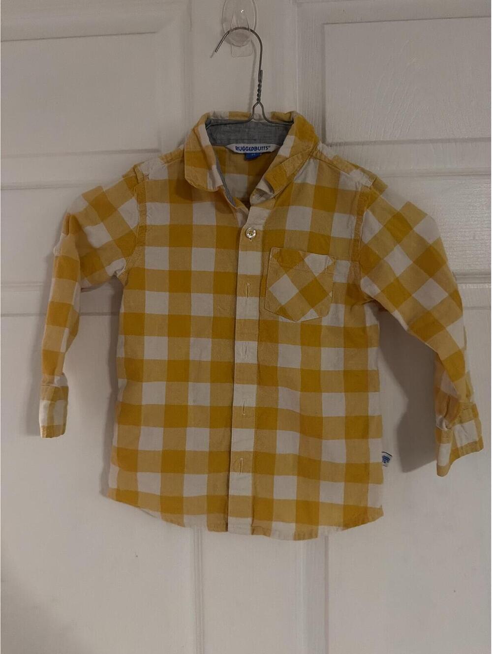 RuggedButts Boys Yellow and White Plaid Button-Up Shirt